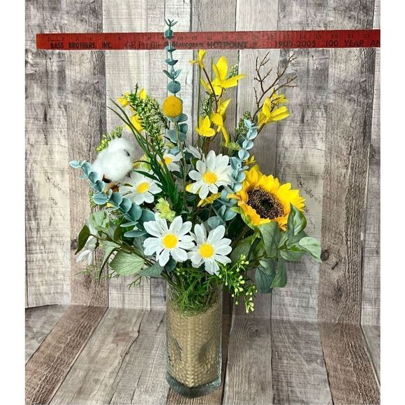 Sunflower Daisy Eucalyptus Floral Arrangement Baby Wedding Birthday Family Reuni - Picture 11 of 14